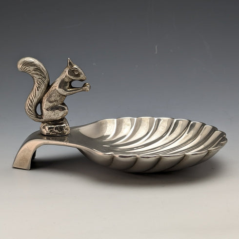 英國復古鍍銀松鼠裝飾貝殼堅果盤